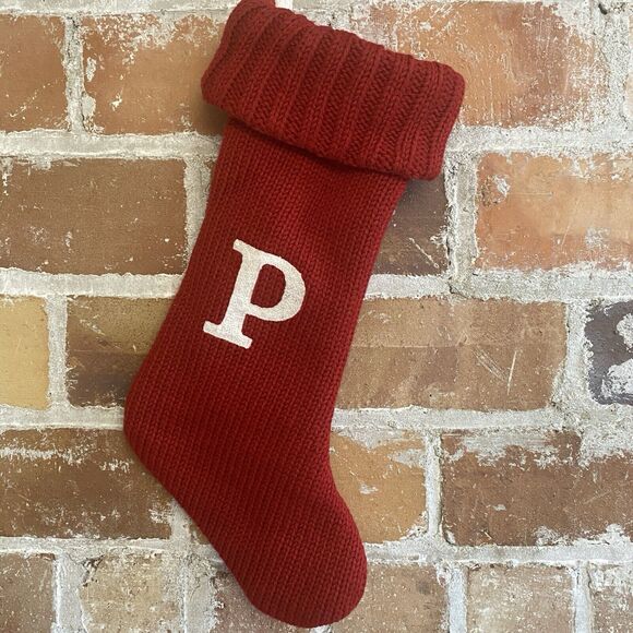 Unbranded Other - Red and White Letter P Christmas Holiday Stocking